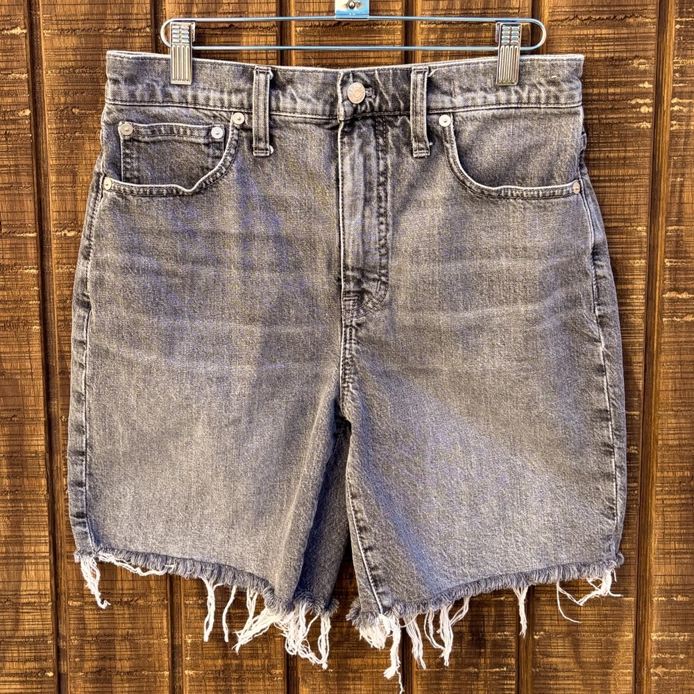 Madewell Gray High-Rise Cutoff Jean Shorts